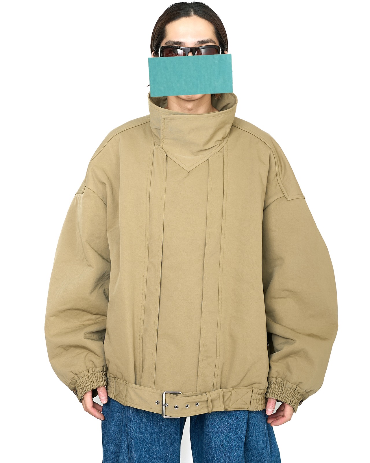 HED MAYNER "HIGH NECK ZIP UP BLOUSON 〔KHAKI〕"