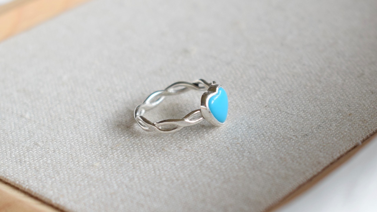 Sleeping Beauty  heart turquoise ring 《silver925》【受注製作】