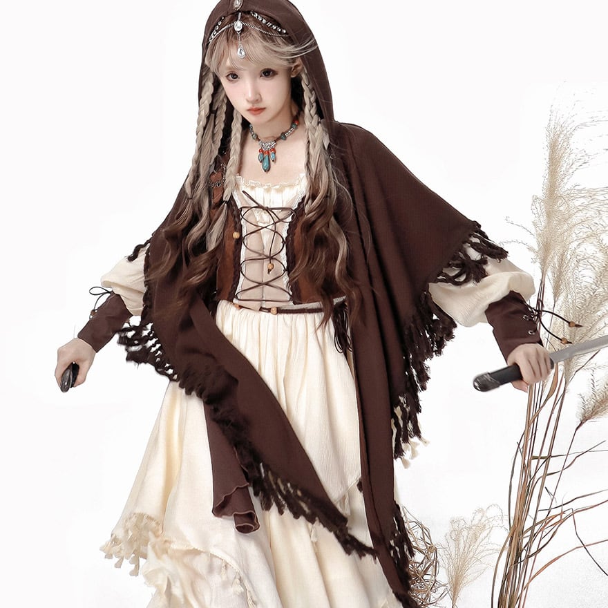 SEASONZ ワンピース ベスト マント 重ね着 放浪 魔女風 パンク レトロ クラシカル 量産型