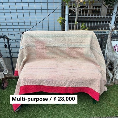 インド　ヴィンテージラリーキルト　28000-14　160×230cm　カンタ　ベッドカバー　ソファカバー　マルチカバー　ハンドメイド　１点もの　ブルー　グリーン