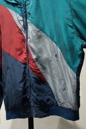 ATHLETIC switching design silk hooded blouson