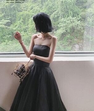 美品！ イブニングドレス ミモレ丈 ベアトップ 可愛い 優雅な  