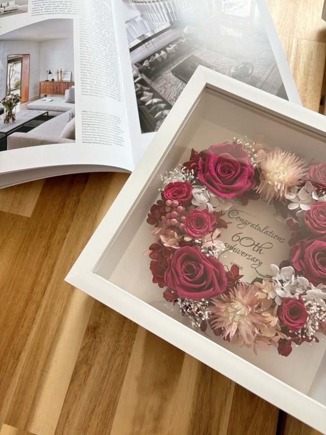 【文字入れ】ローズのプレミアムフォトフレームリース