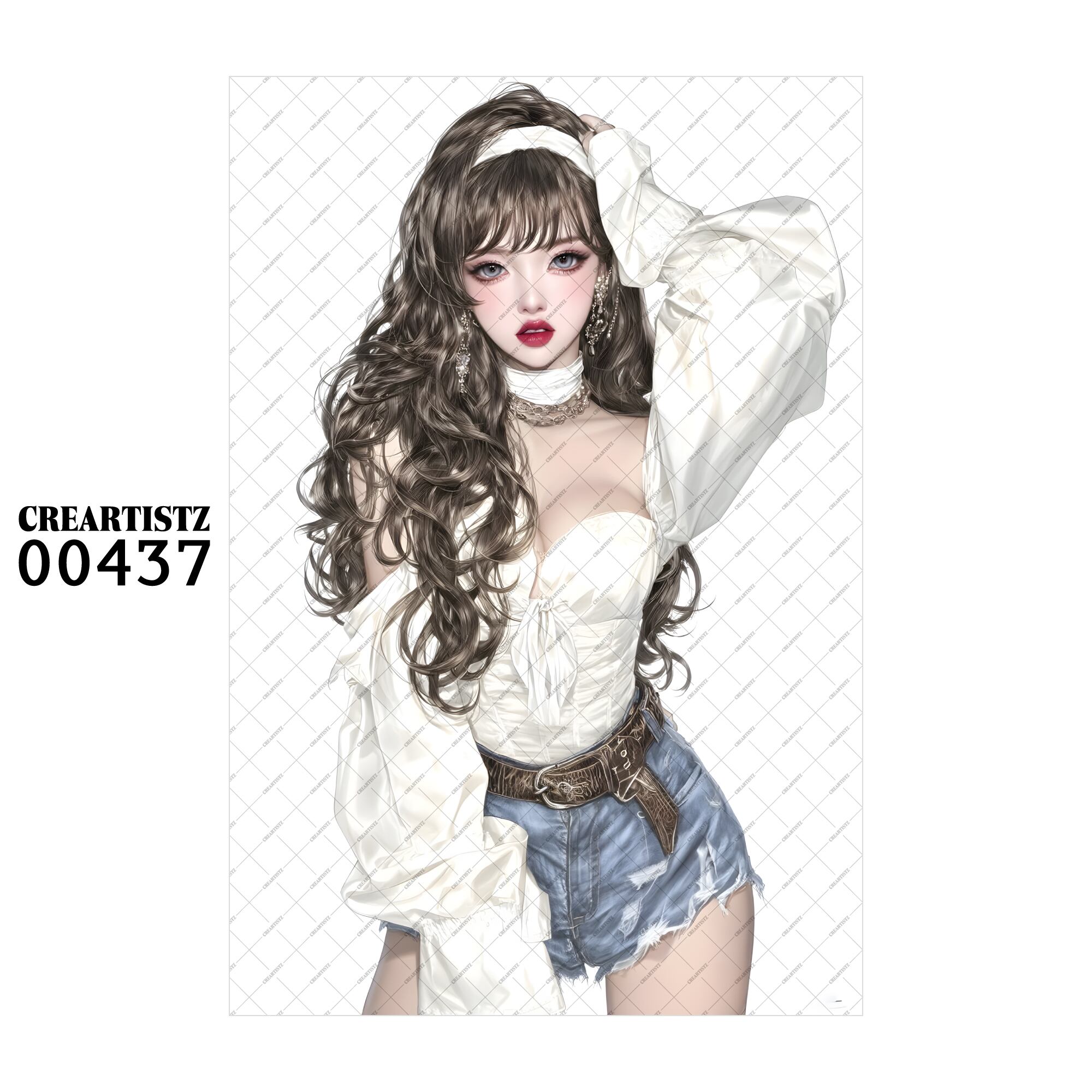 00437 ガール キュート オリジナル ペーパー/ステッカー 4枚セット CREARTISTZ