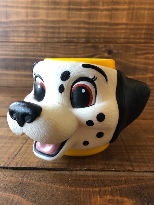 Disney 101 Dalmatians FACE MUG yellow/ディズニー 101匹 ダルメシアン プラスチックマグ ビンテージ