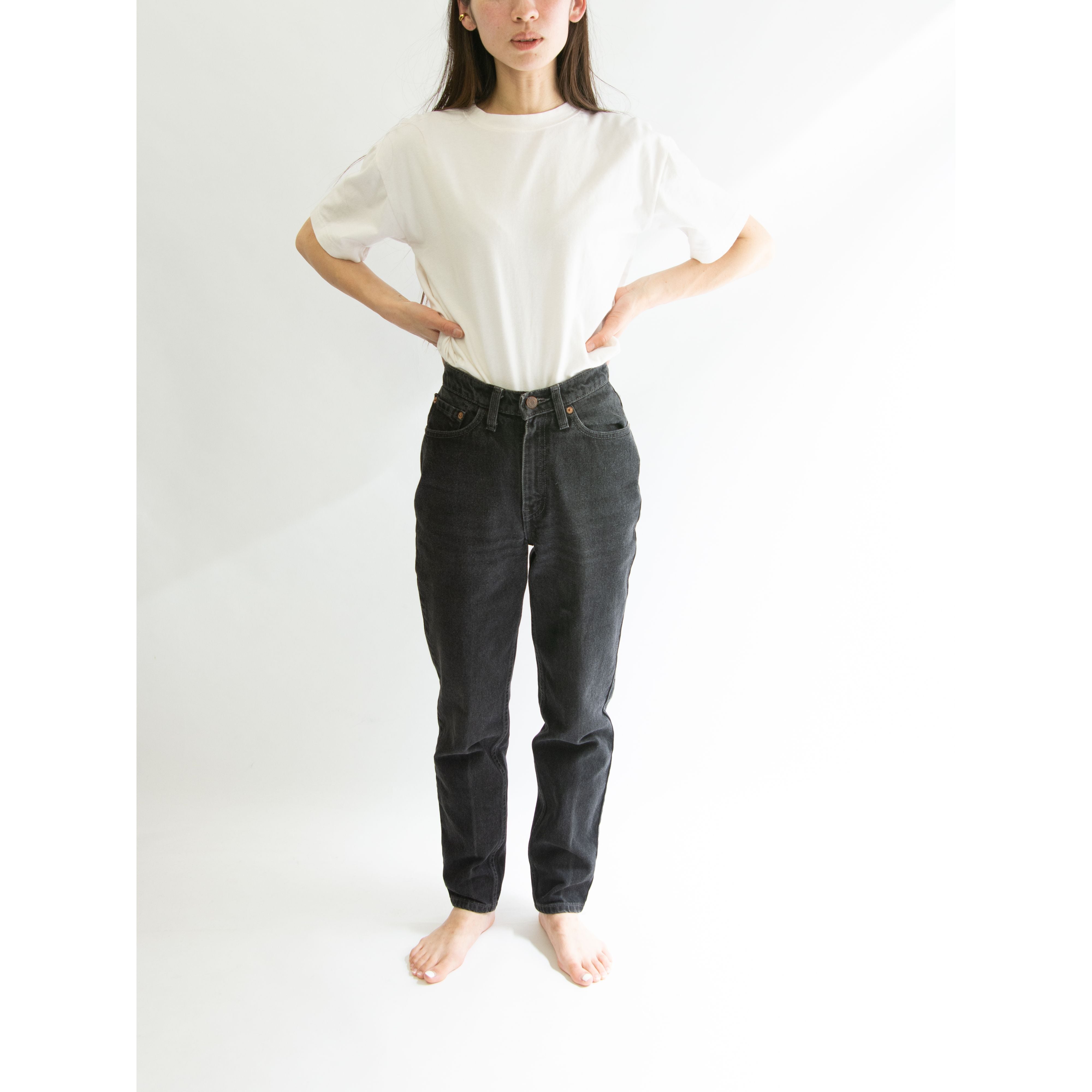 【LEVI'S 512】Made in U.S.A. 90's slim fit tapered leg denim pants S（リーバイス アメリカ製 スリムテーパード デニムパンツ ブラックジーンズ）1d