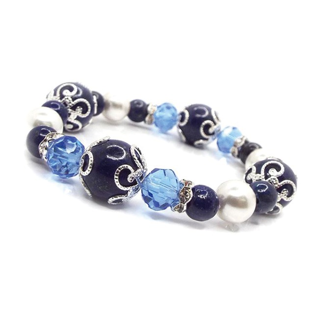 【幸運を呼び寄せる】天然石ラピスラズリ×シェルパール キッズサイズ ブレス [10mm]