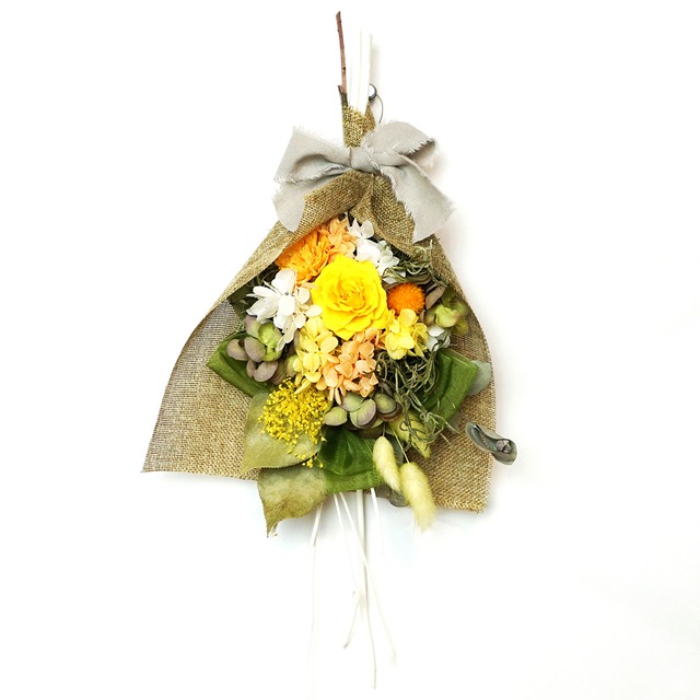 スワッグ 壁に飾れる花束 プリザーブドフラワー ドライフラワー 花束 壁掛け Omusubiflowers