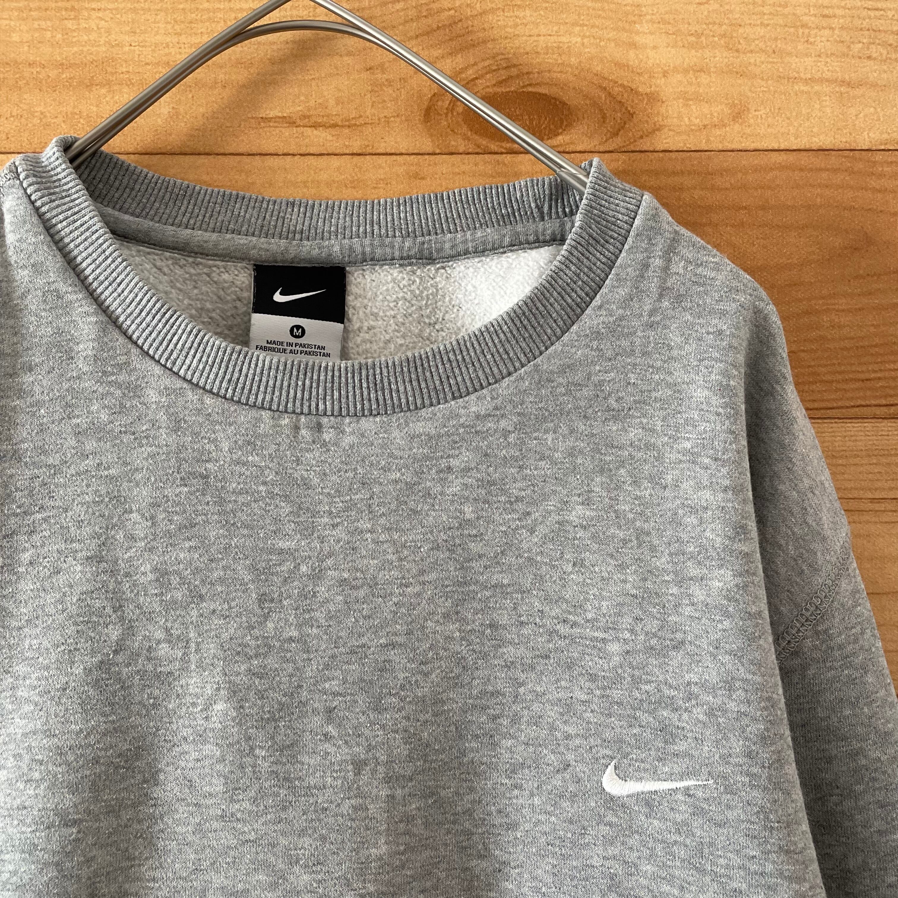 XL ナイキ NIKE スウッシュ刺繍ロゴ 裏起毛 スウェット トレーナー 黒