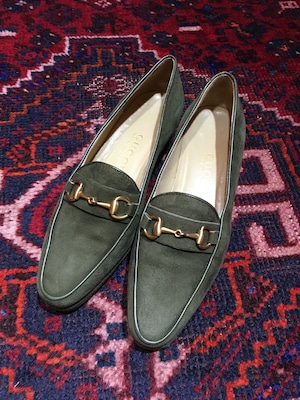2000000001296 GUCCI SUEDE LEATHER HORSE BIT PUMPS MADE IN ITALY/グッチスウェードレザーホースビットヒールパンプス