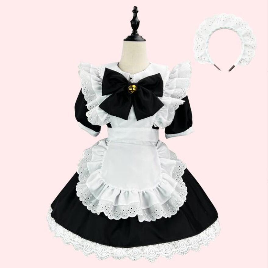 サブカル 服 地雷系 通販 メイド服 ワンピ カチューシャ付属 リボン メイドカフェ ガーリー ロマンティック 甘め かわいい