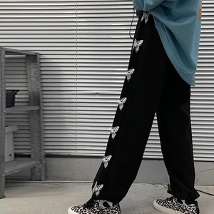 バタフライ スウェット パンツ レディース 春秋冬 ルームウェア おしゃれ ストリート系 大人 かわいい 蝶 スポーツ ハイウエスト きれいめ 大人可愛い 大人女子