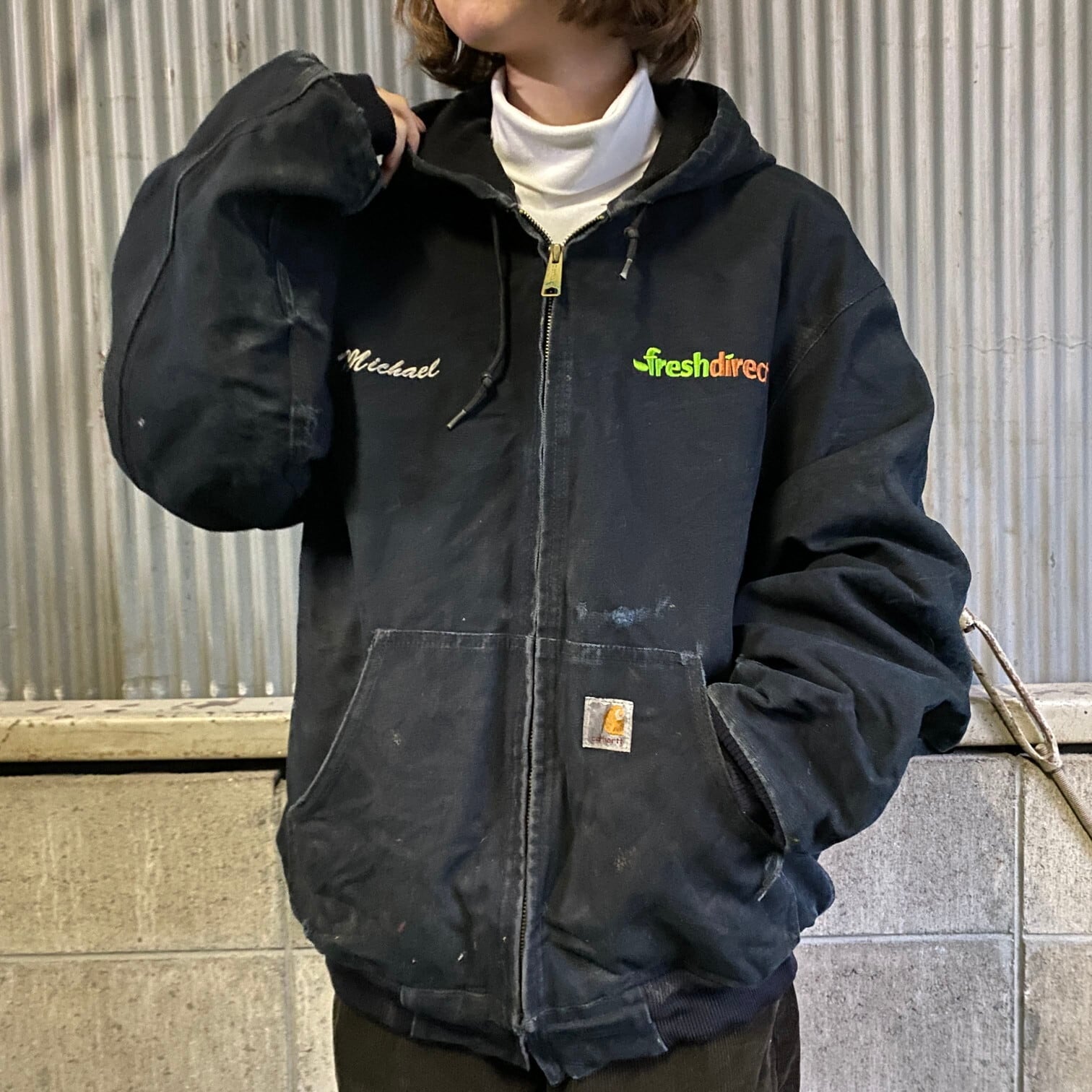 【最終値下】Carhartt アクティブジャケット ダック地 USA製 企業ロゴ