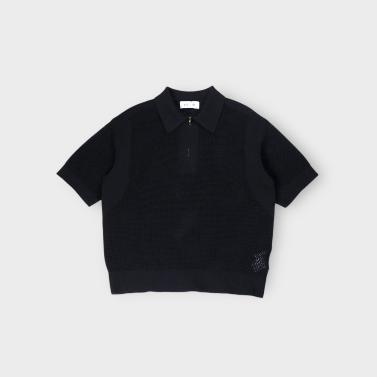 CULLNI【Mesh Knit ZIp Up Polo Shirt】