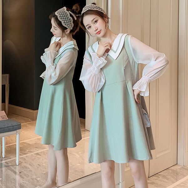 【新作】【送料無料】 6242＃マタニティ服看護薄い春秋長袖イージーマッチングルーズスタイリッシュドレス妊婦 ロング スプリング 春物 オータム 秋物 AL expec35901013849