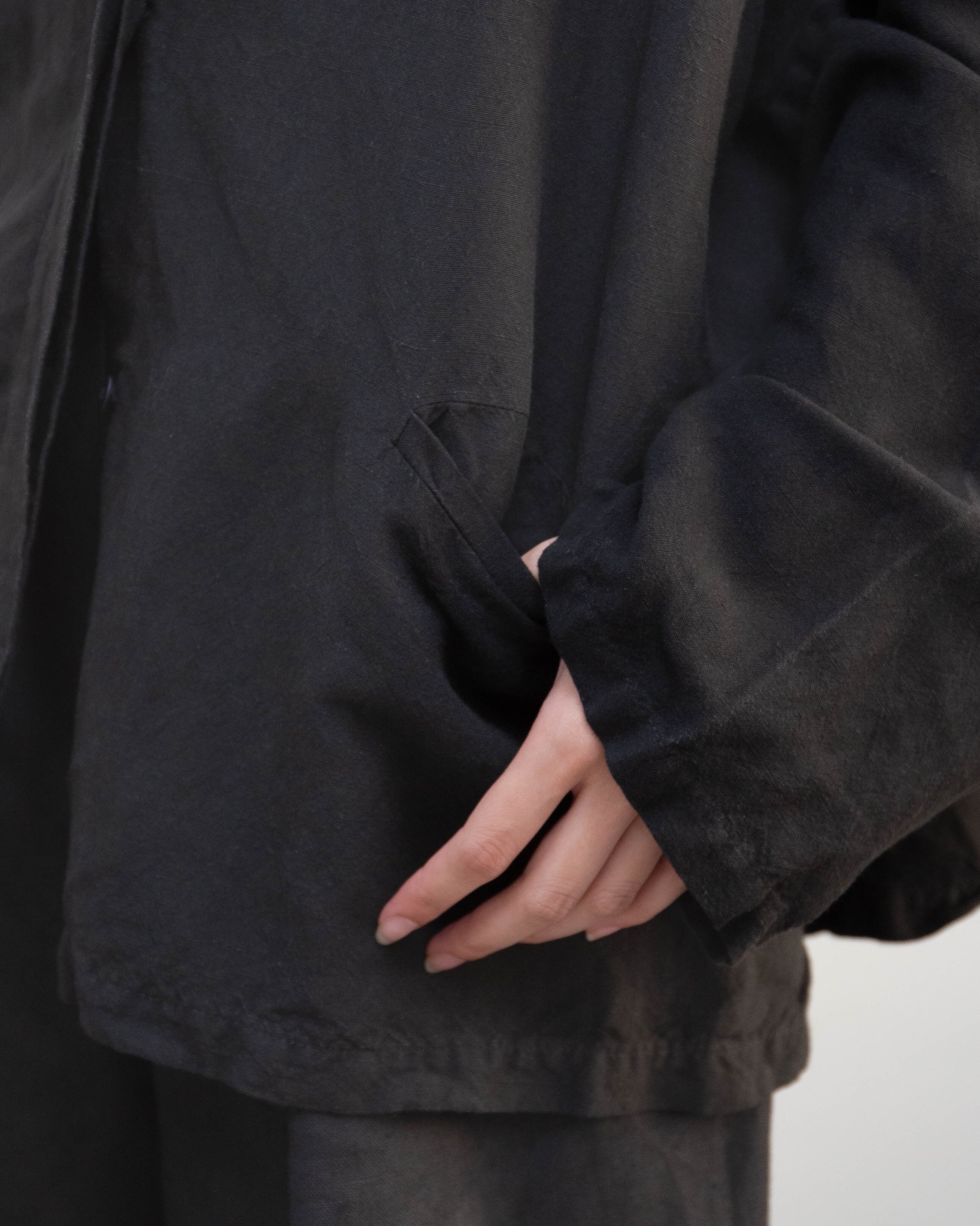1990-00s EILEEN FISHER - fly-front linen wide shirt jacket | LUIK FINN