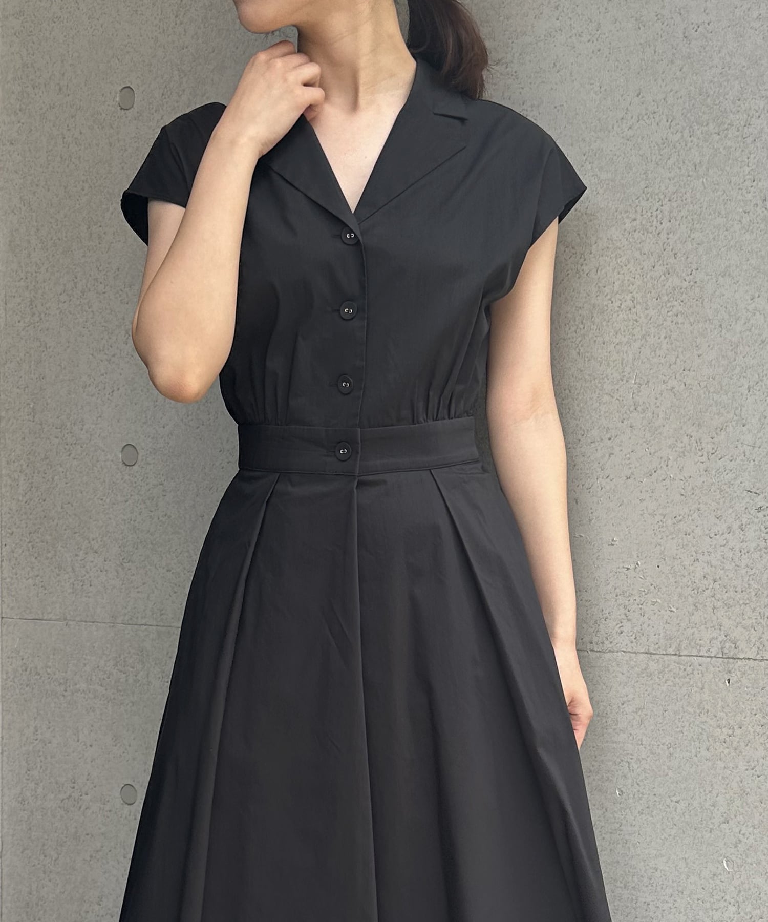 テンセルコットンシャツワンピース D/ブラック 38 | troisiemechaco