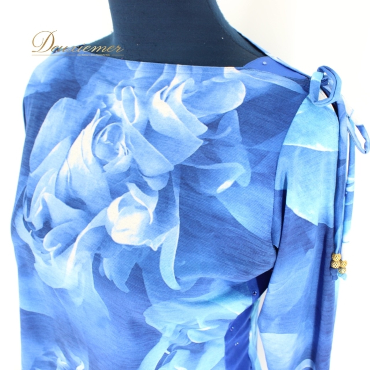 社交ダンス 衣装 スタンダード 上下セット ツーピース パーティ衣装 女性用 レディース オールシーズン 青 threering ブルー系 長袖 ラインストーン フラワー デザイン ファッション 伸縮性 ポリエステル ポリウレタン 使用 感動的 ディスコドルミ ルームランナー 季節問わず 軽やか おしゃれ お出かけ演出 パフォーマンス発表会 社交的 ステージ衣装 レディース服 トレンド 体型カバー おすすめ