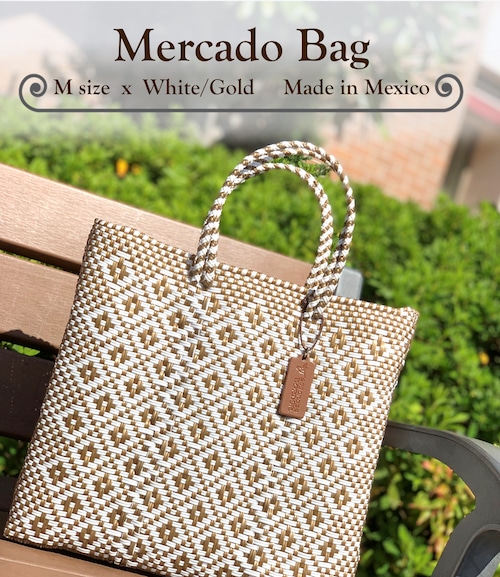 M Mercado Bag (Normal handle) Gold/White