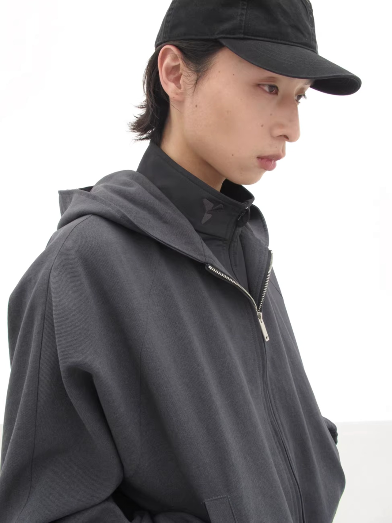 Yausye Washed PU Stand Hoodie