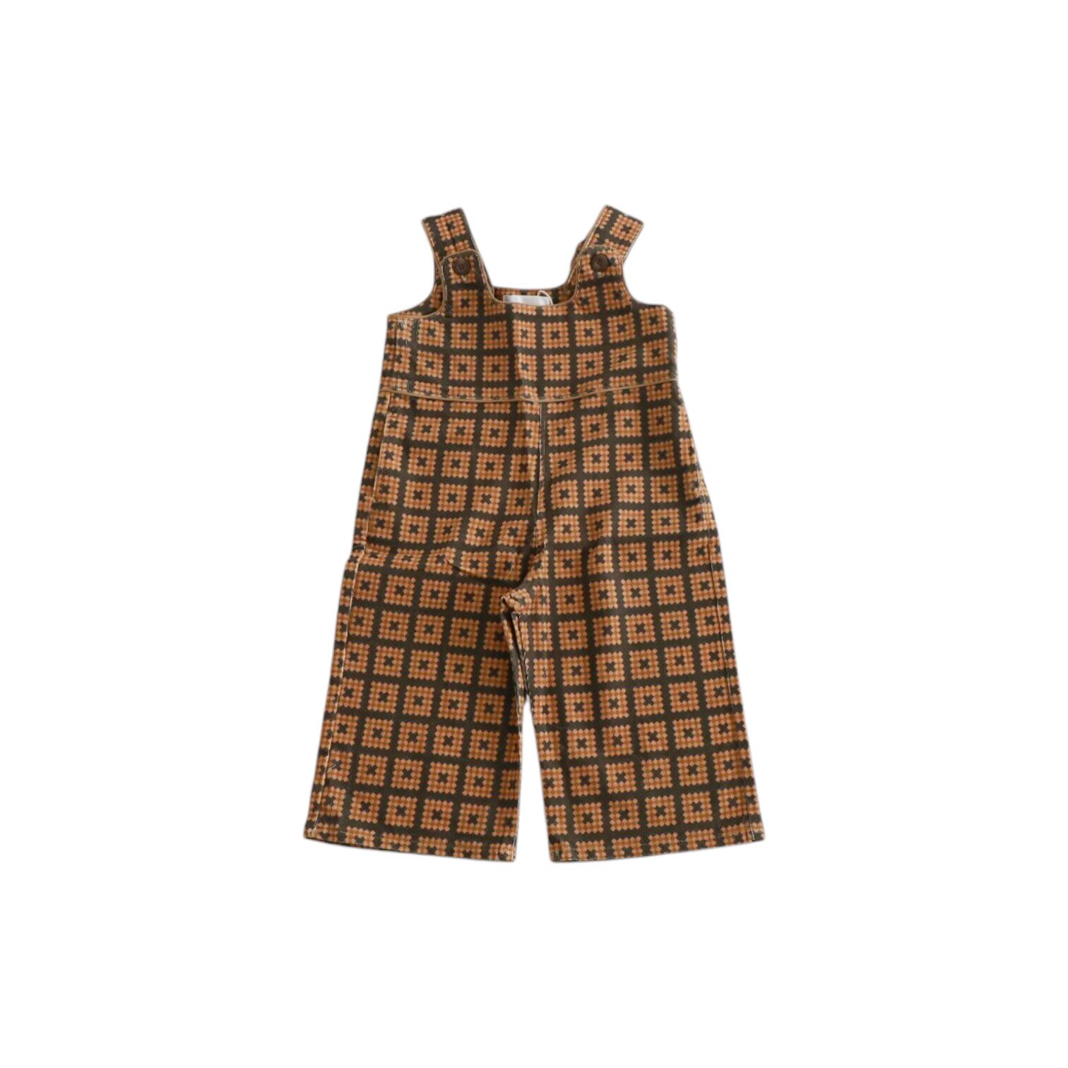 & pal / retro pattern corduroy salopette / mustard / 80-120cm