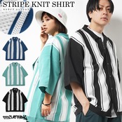 ◆ストライプ ニットシャツ◆sb-a2241142n