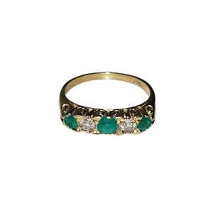 vintage 18ct gold emerald & diamond ring