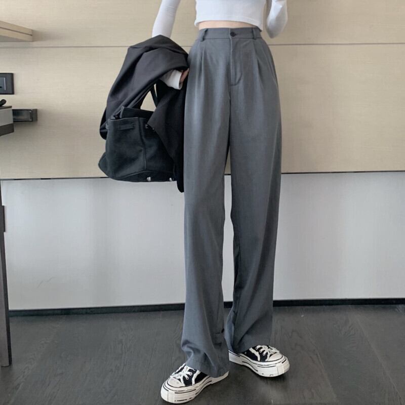 ウェストグレーパンツ オータムスタンダードルーズカジュアル レトロ 秋物 ガールズファッション79490907057