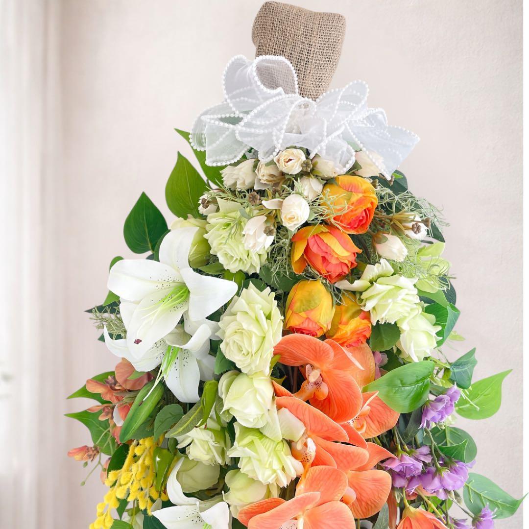 光触媒】至高の華やぎ 胡蝶蘭と薔薇の特大ロングスワッグ（68cm） 春の