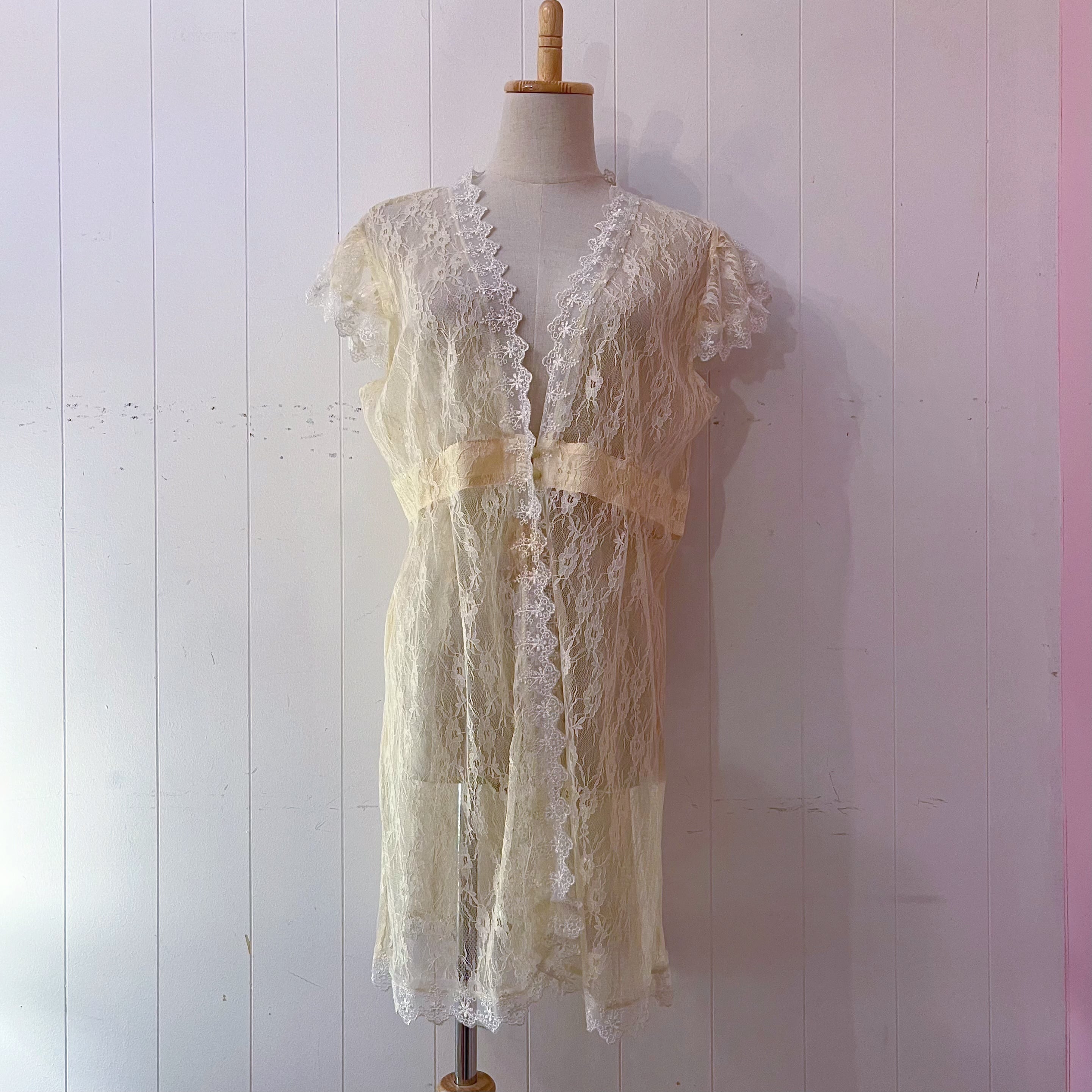yellow lace frill blouse