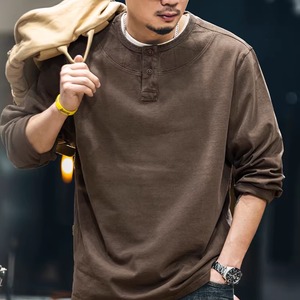 Henley Collar Long-Sleeve T-Shirt(VE036)