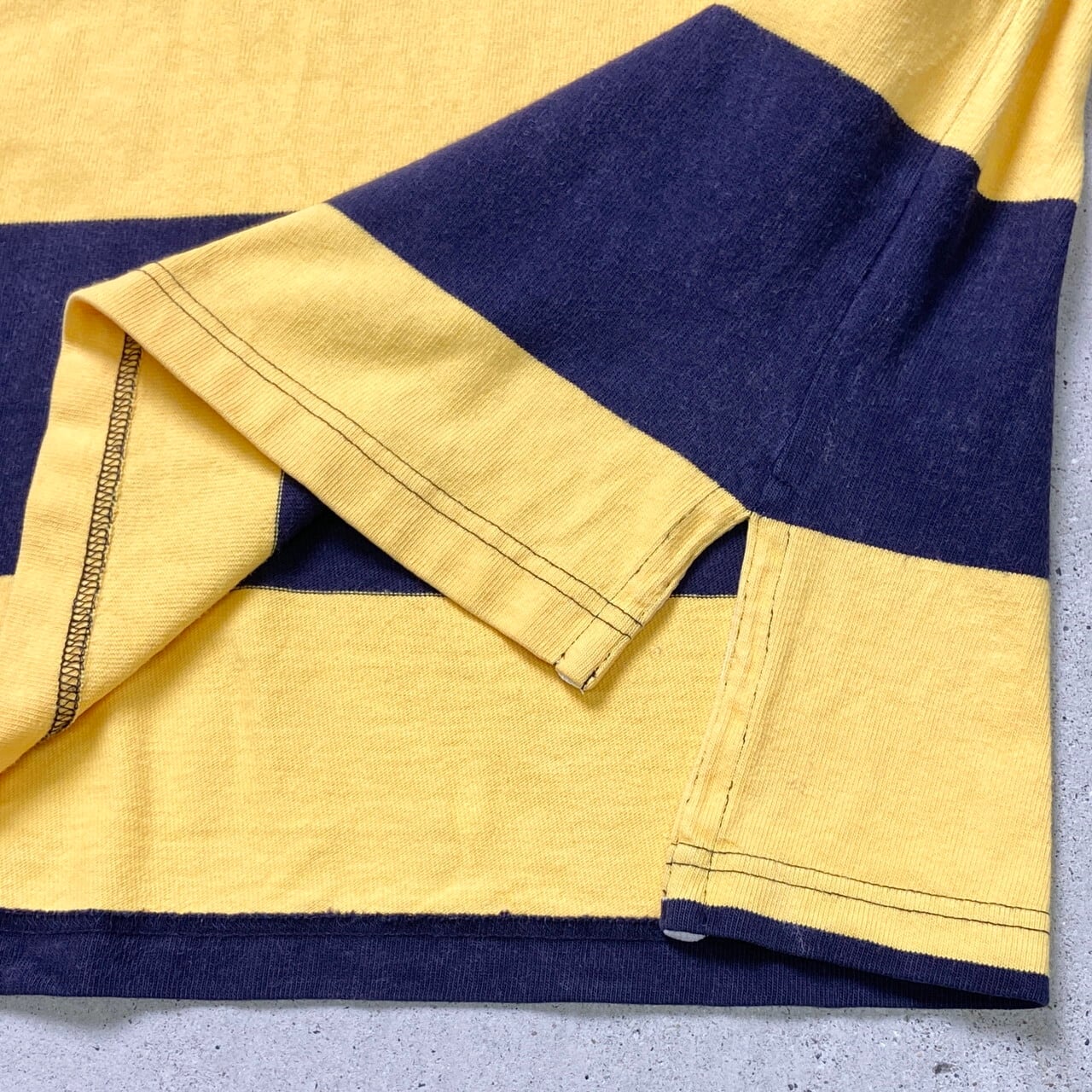 新品未使用タグ付きPolo Ralph Lauren長袖ポロシャツ黄色青ボーダー Polo by Ralph Lauren ポロバイラルフローレン マルチボーダー ラガー