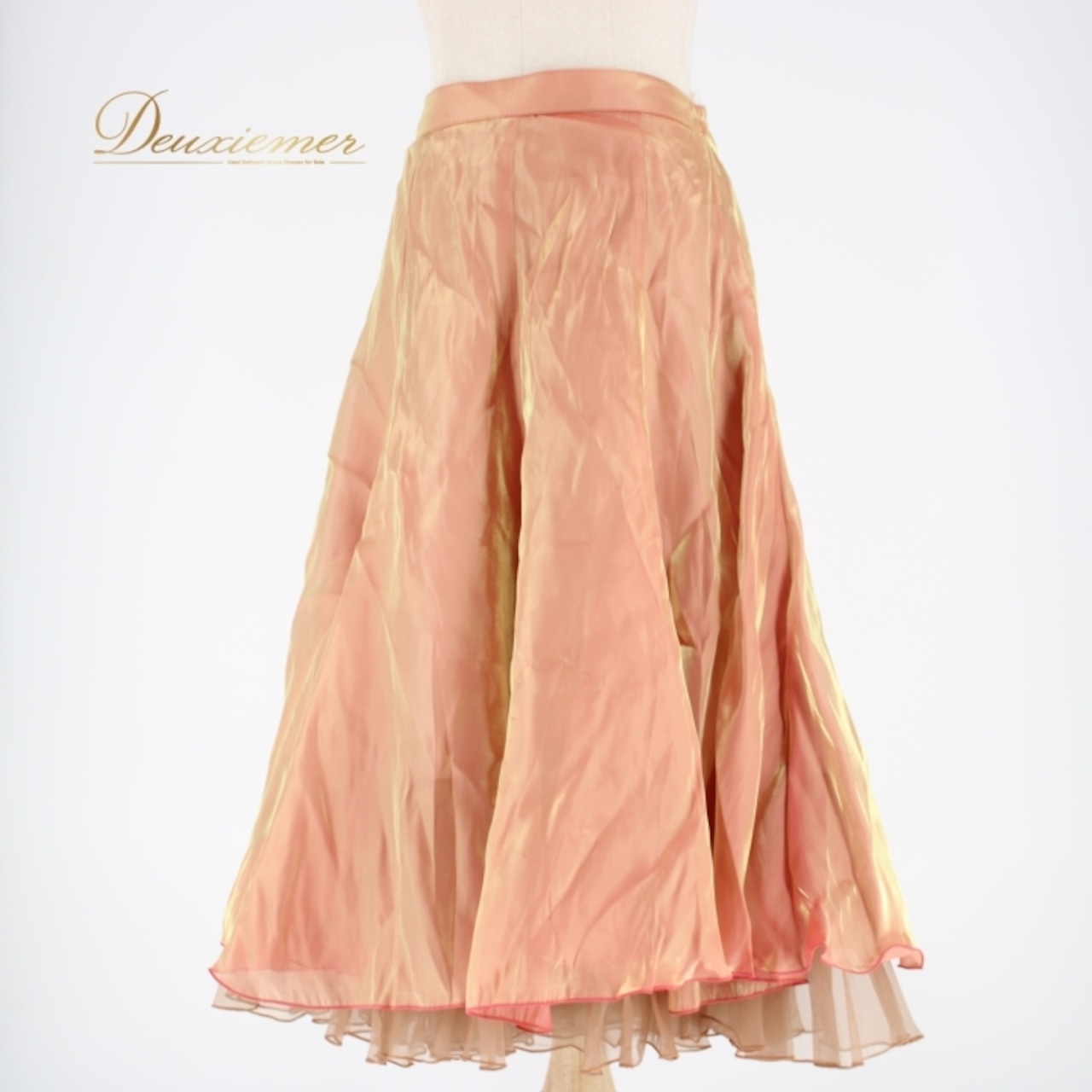 社交ダンス 衣装 スタンダード スカート レッスンウェア レディース ピンク系 ブラウン系 ゴールド系 Sanline サンリーヌ 無地 シンプル ファスナー 伸縮性 日本製 偏光 二重スカート ふんわり 練習用 ランニングダンス フェミニン 可愛い ゆったり シルエット パーティー用 美しい コスチューム 競技用 通気性 軽量