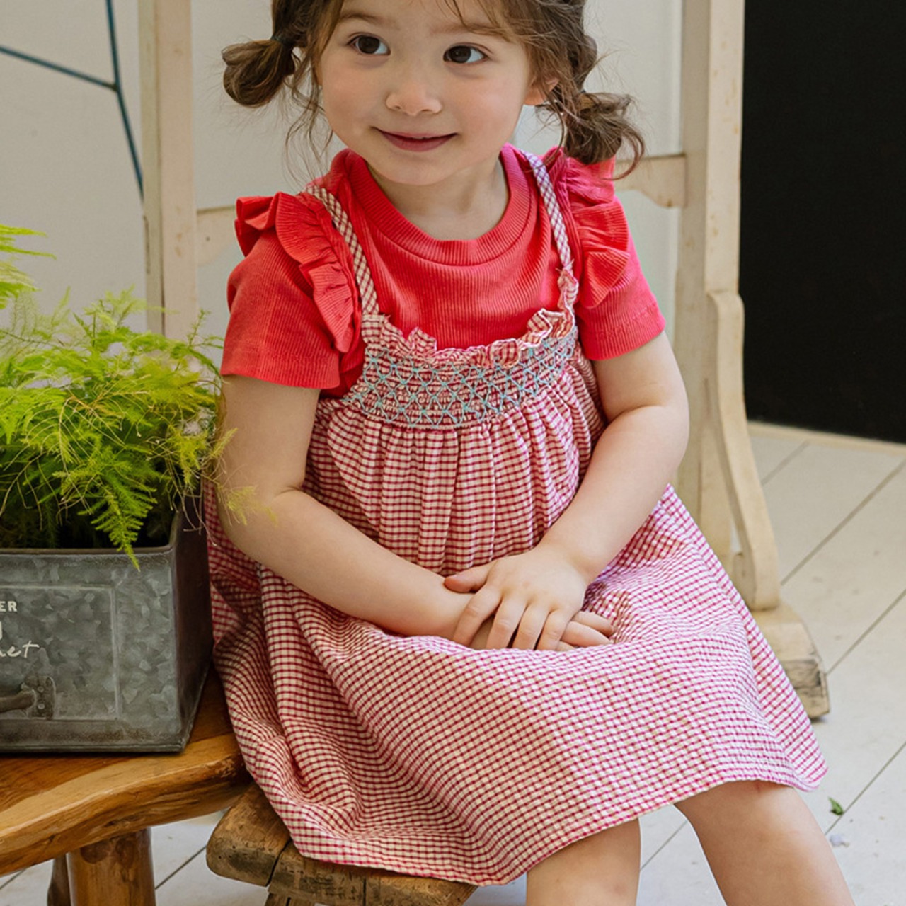 少量再販夏チェック柄キャミソールワンピース