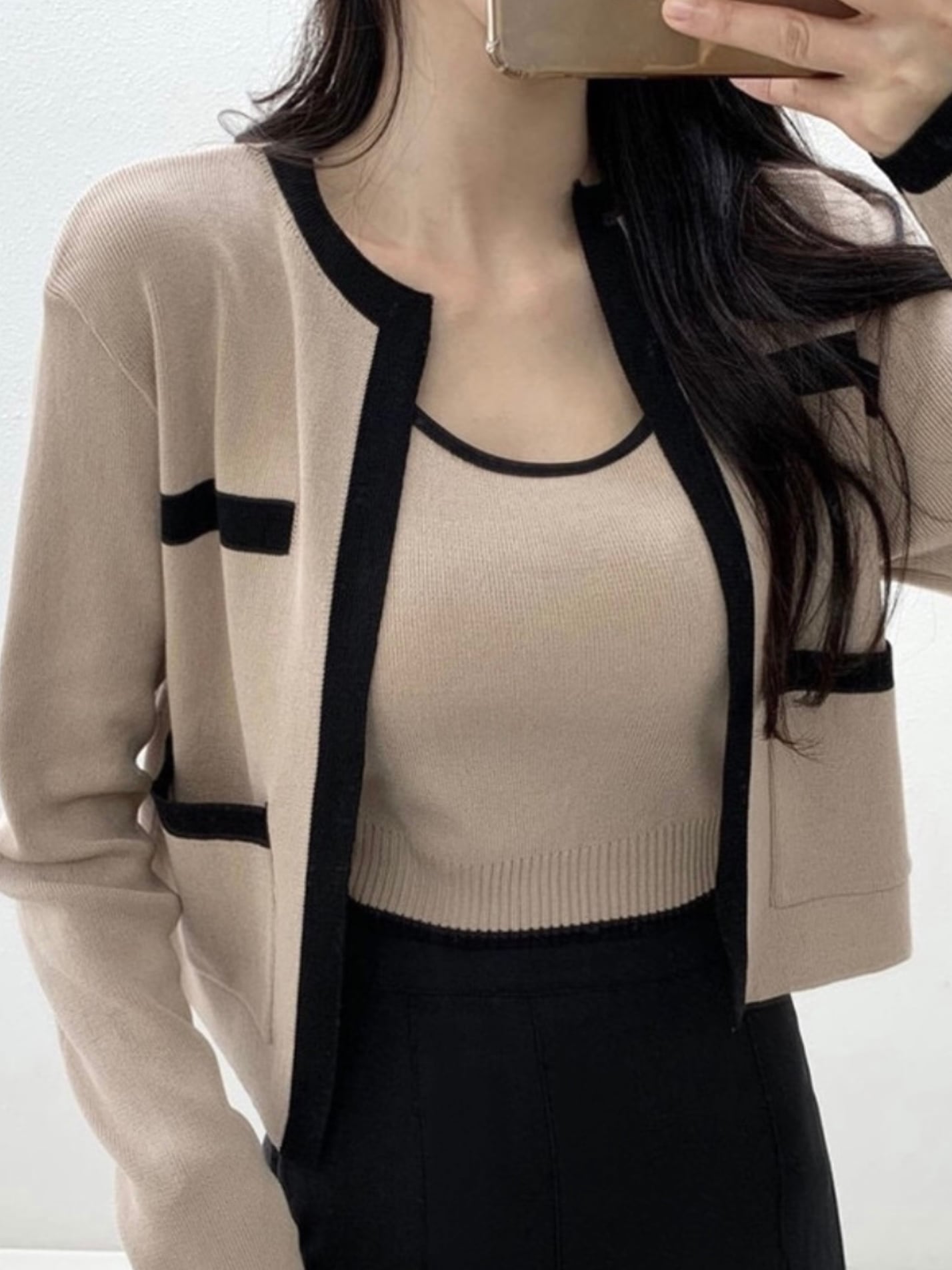 バイカラークロップドセットトップス.1313