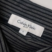 Calvin Klein golf カルバンクライン ゴルフ ボーダー 半袖 ポロシャツ L/グレー系 メンズ デサント