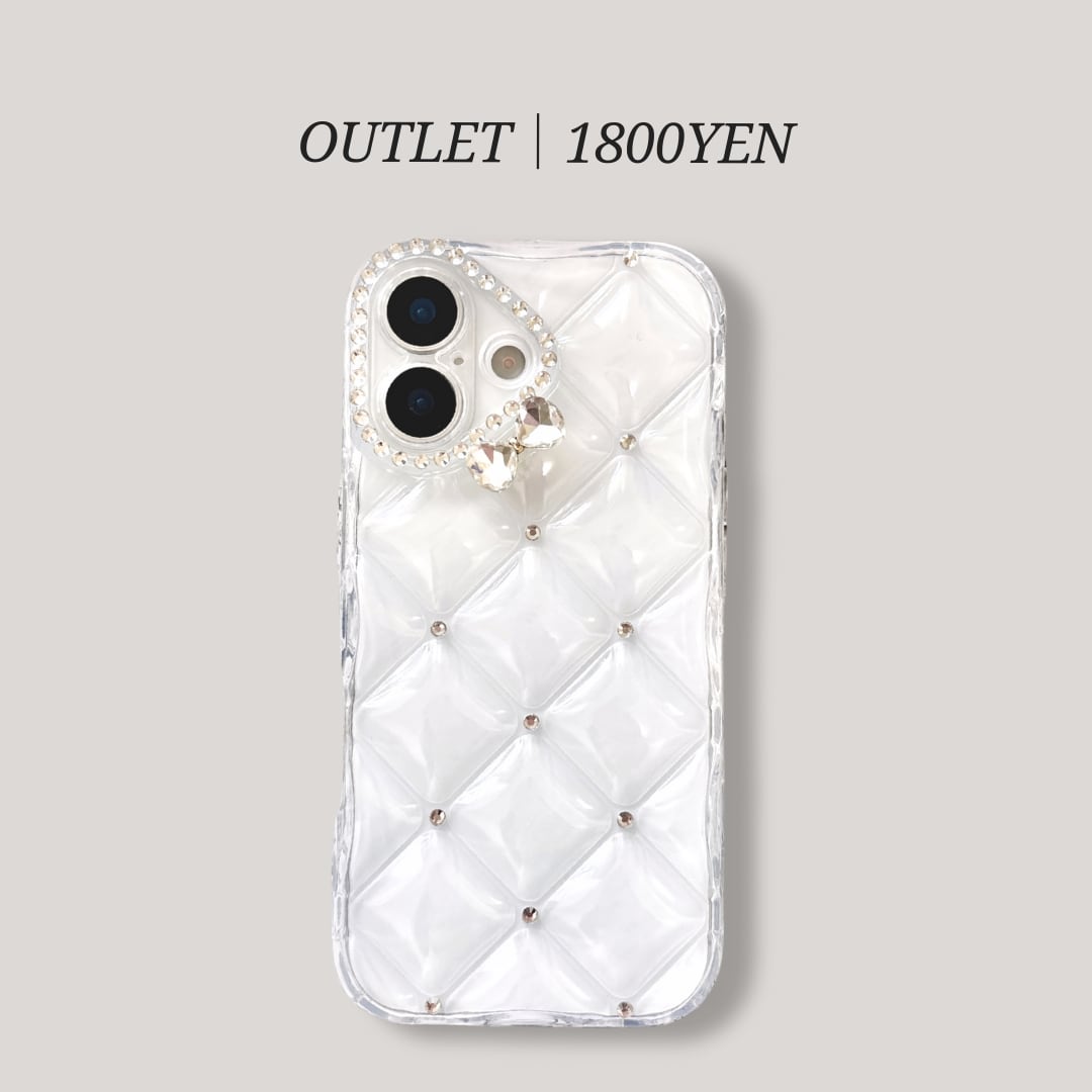 《OUTLET価格》パフキルテッドリボンiPhoneケース