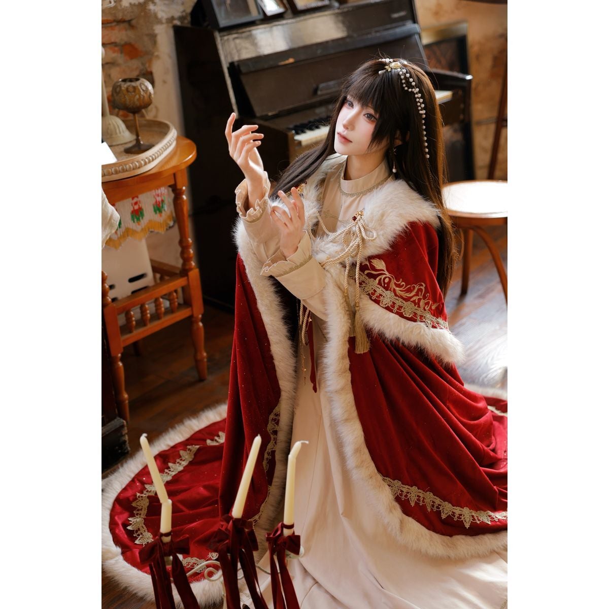 エンパイア・クラウン・ケープドレスセットアップ | Maiden's Rêve