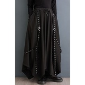 ハトメ ベルト装飾 ワイドロングパンツ  00158