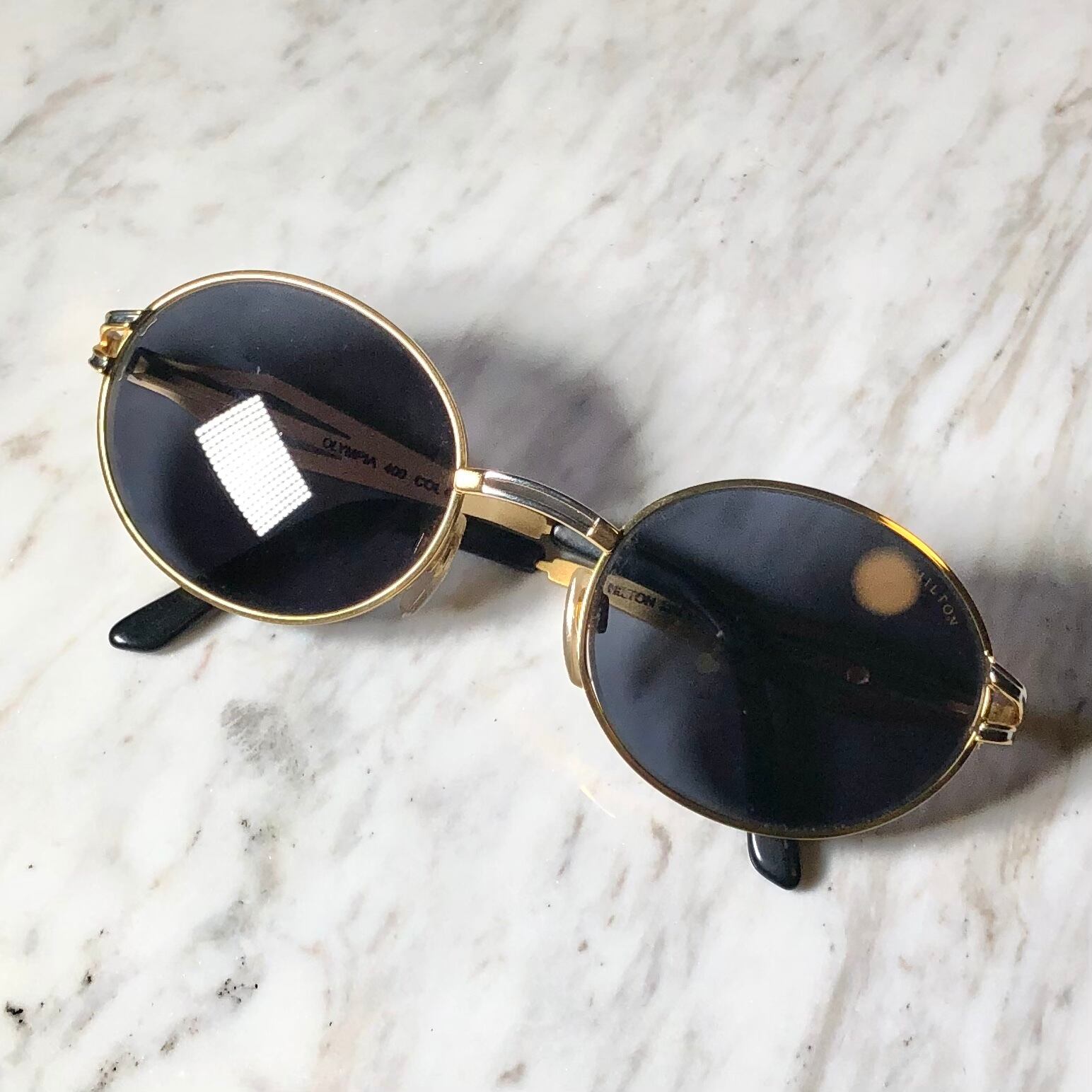 vintage HILTON 22k gold plated×black glasses 