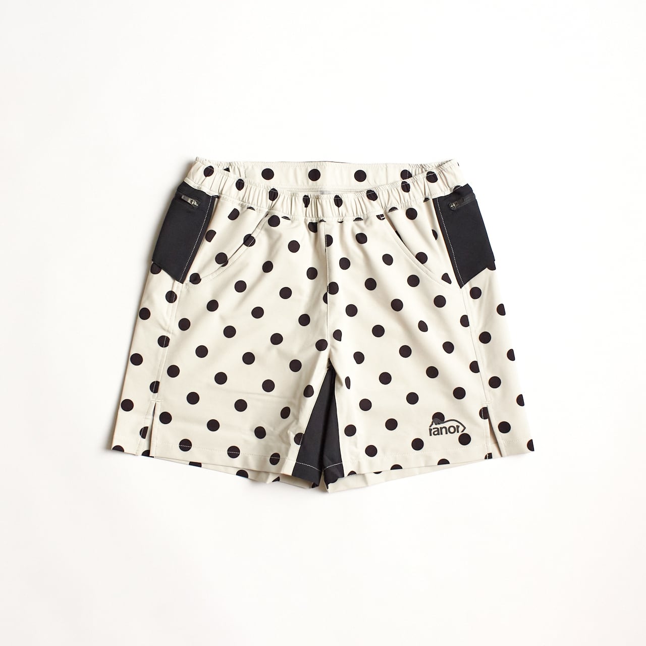 ranorランニングショーツ　ラナー ranor（ラナー）DOTS MIDDLE SHORTS - BEIGE×Black dot メンズ