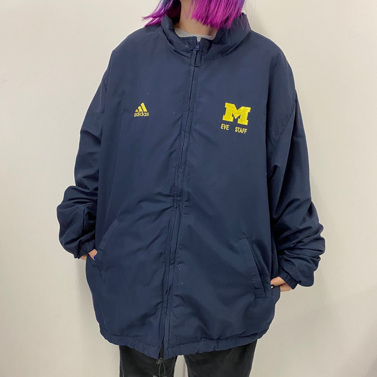 USA製 adidas アディダス カレッジチーム 刺繍 フリースライナー 