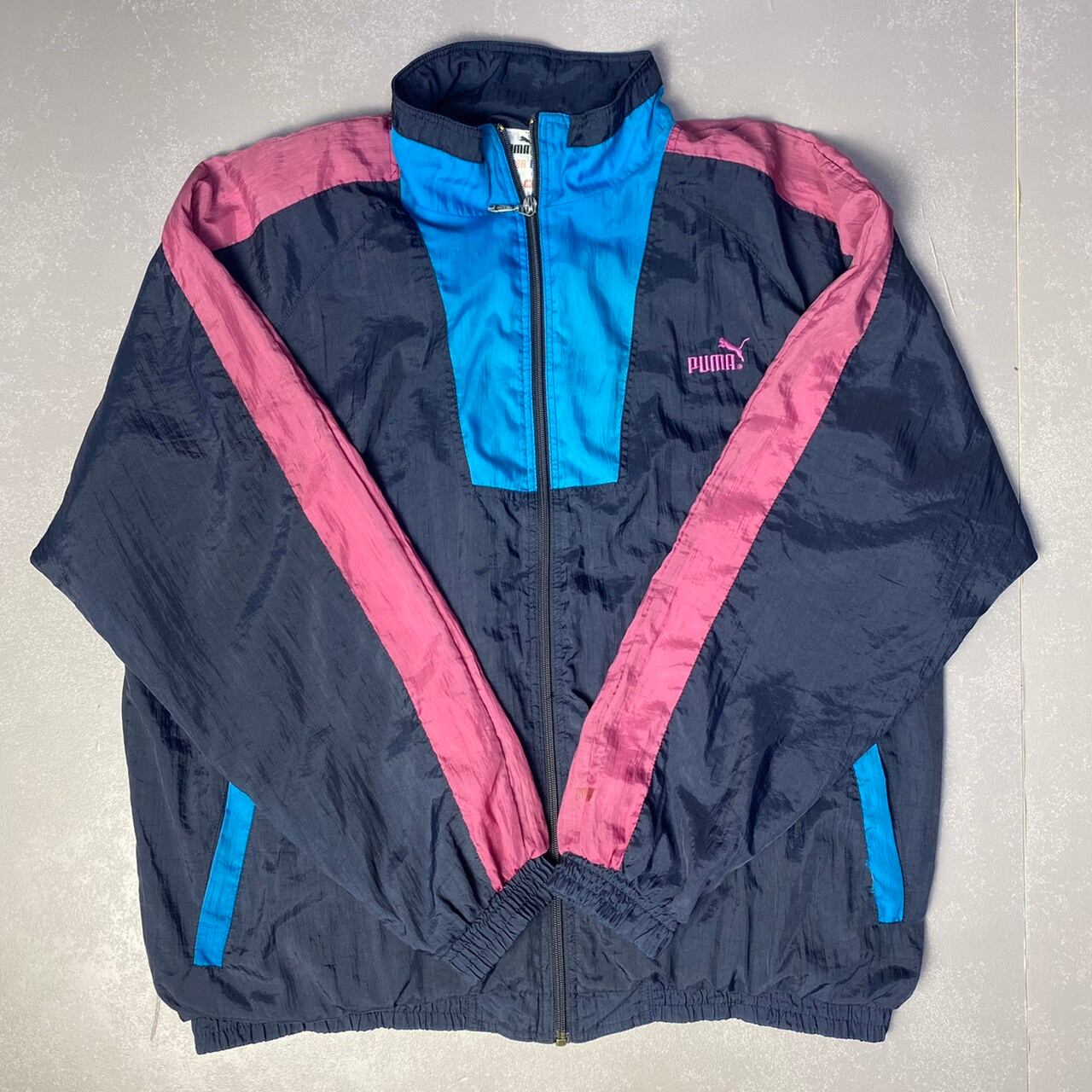 80〜90年代 puma プーマ ジャージ トラックジャケット メンズL 古着 80S 90S ヴィンテージ ビンテージ ブルー×ピンク【ジャージ・トラックジャケット】
