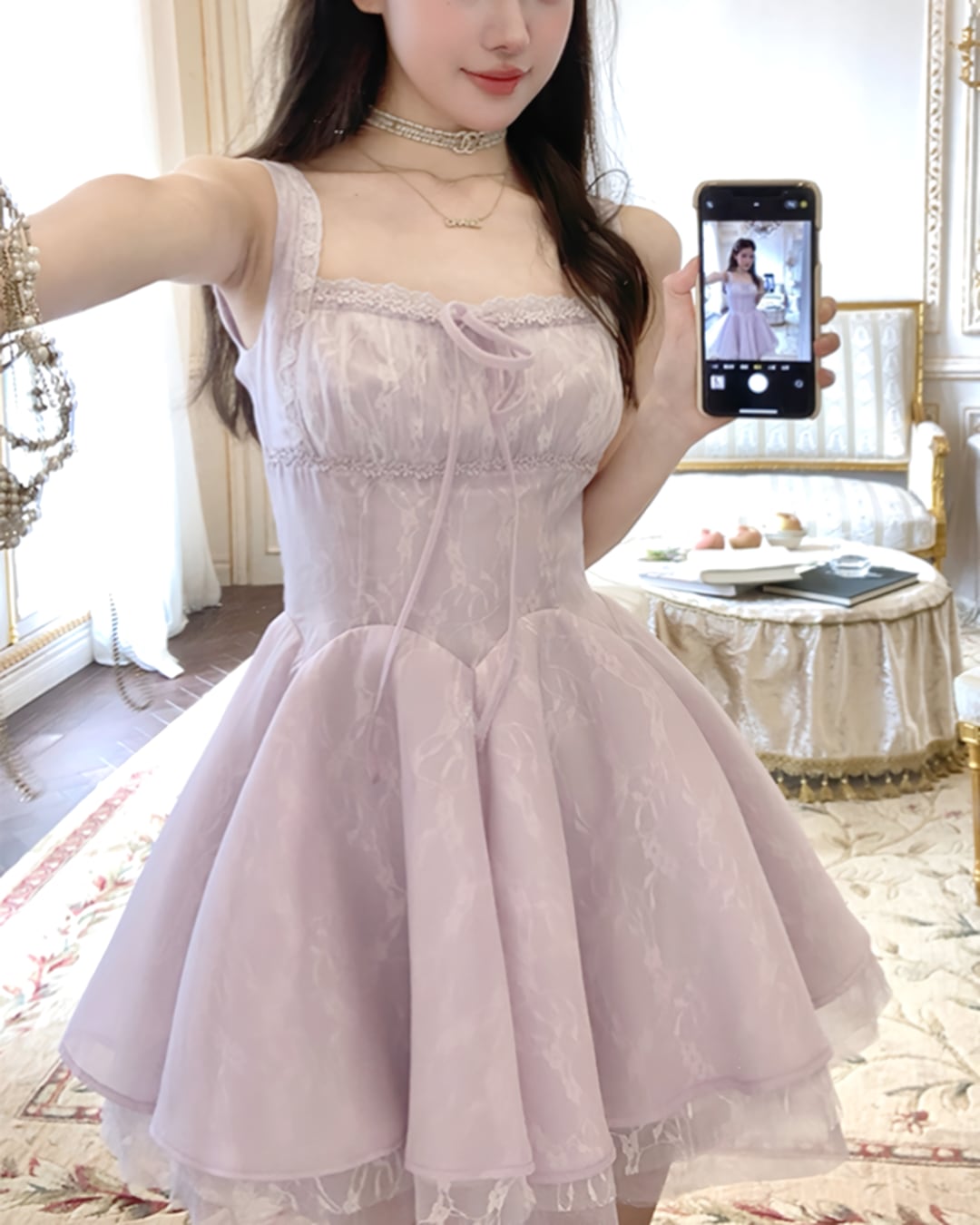 スクエアネックフレアドールワンピース 2507012