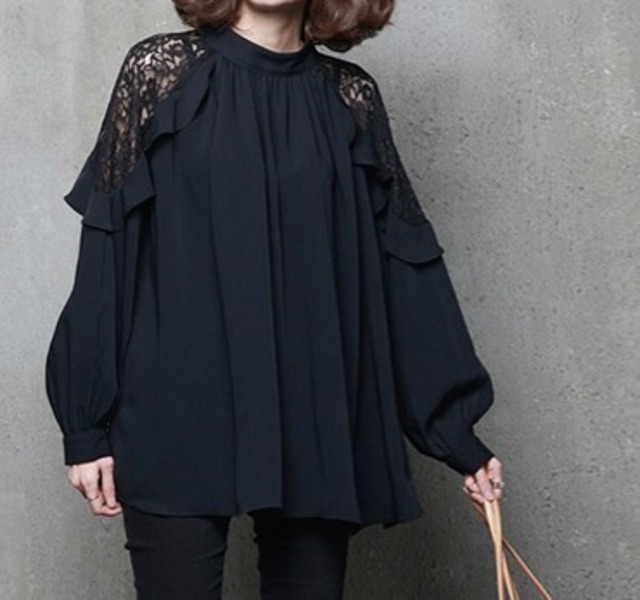 ジョーゼット レース フリル ブラウス 24217