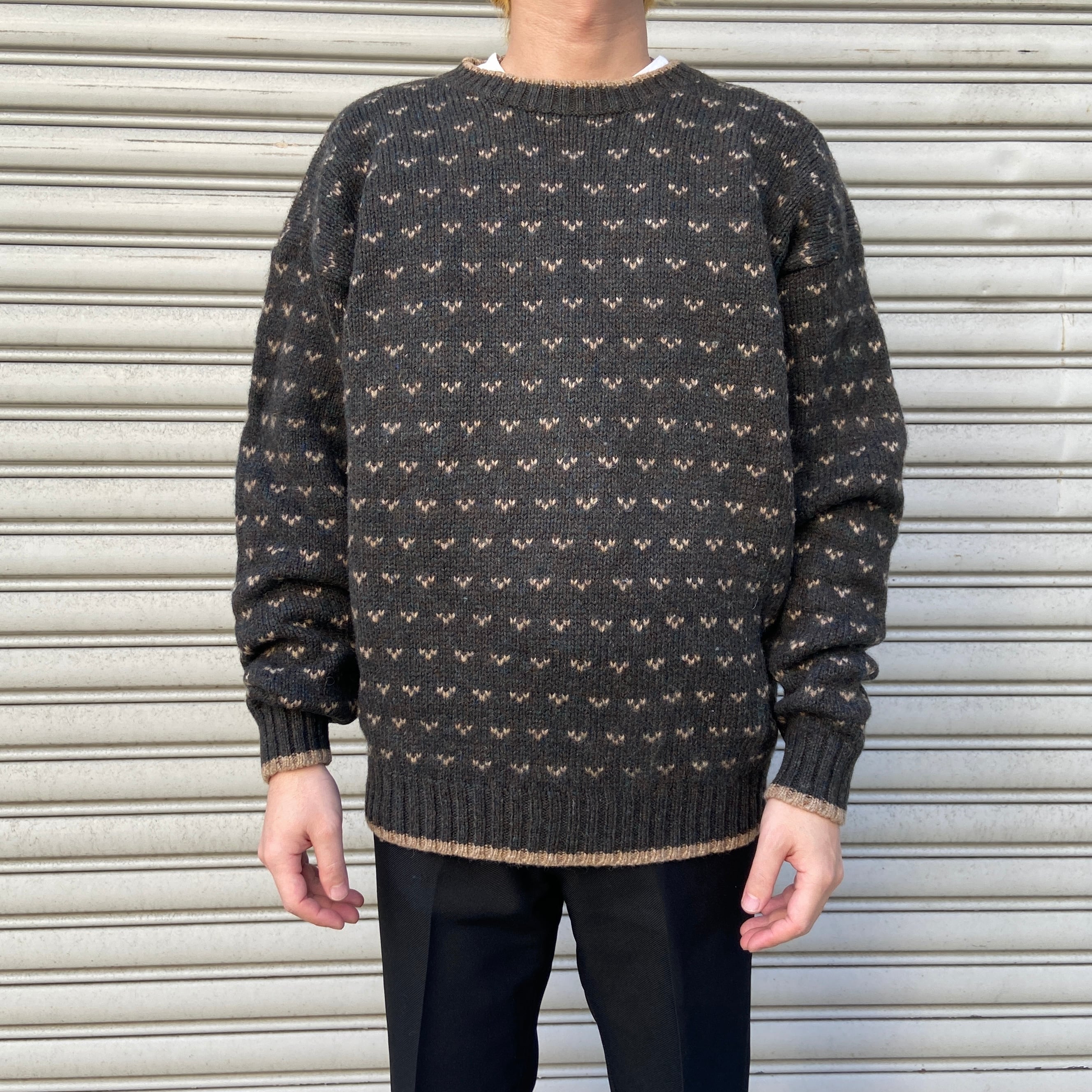 送料無料』90s WOOLRICH ウールリッチ ウールセーター バーズアイ柄 柄 
