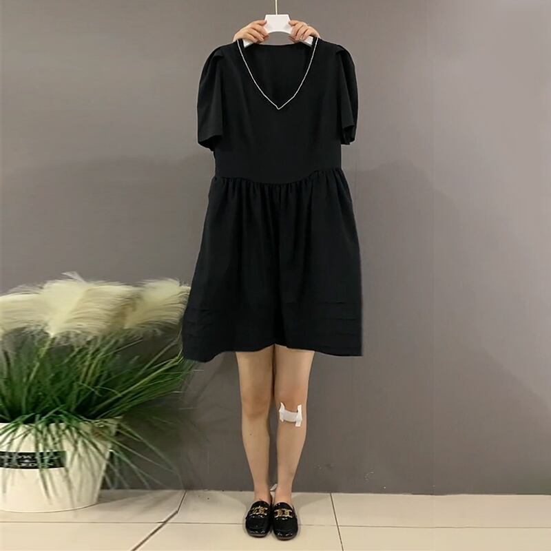 サマーウェストAラインドレス 大きめサイズ 夏物 ミックスインファッション27650801354