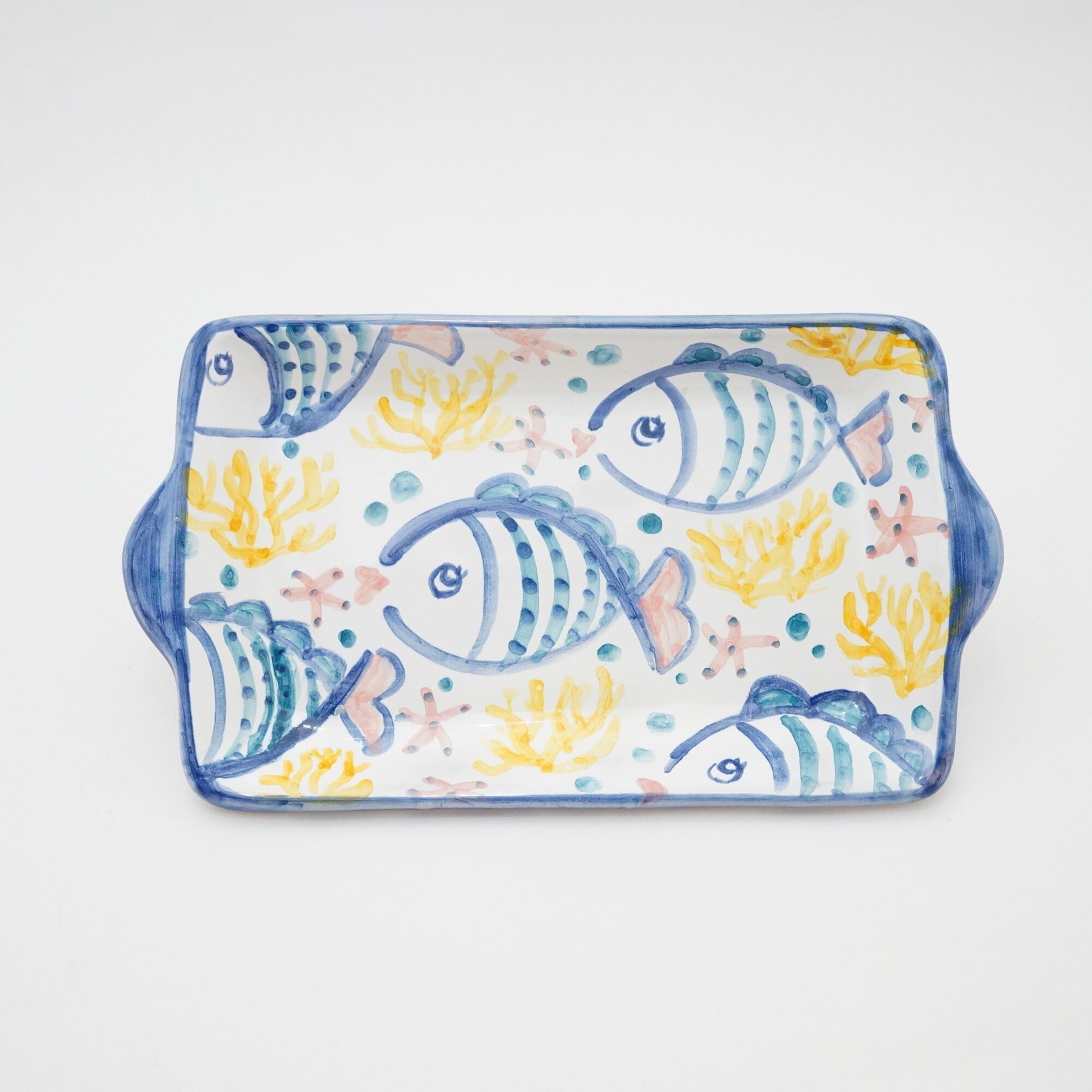 【BOTTEGA JUNKO】マヨリカ焼き ミニトレイ 泳ぐお魚 18