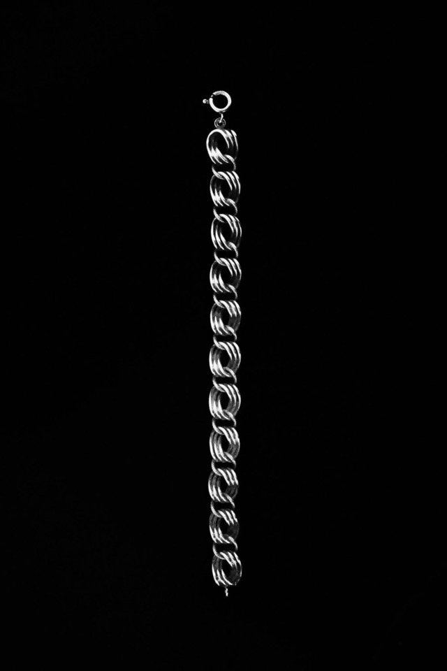 "Italian Jewelry" Silver 925 Sculptural Triple Link Bracelet
