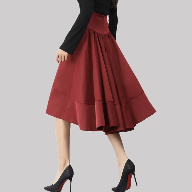 Cherry red drape design skirt  00033